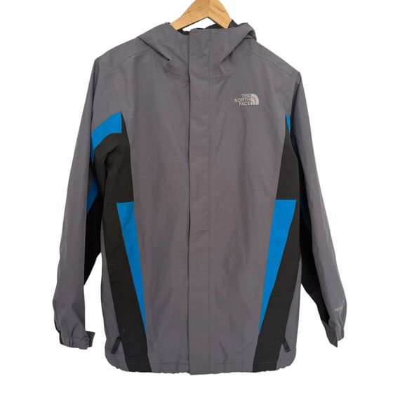 The North Face Hyvent Hooded Ski Jacket Boys Size XL Gray Blue